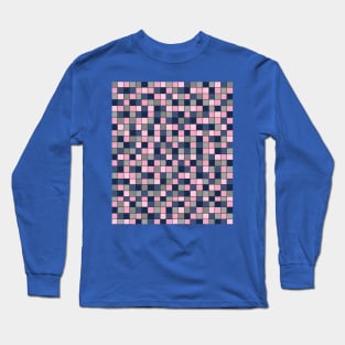 Grey, Blue and Pink Grid Long Sleeve T-Shirt